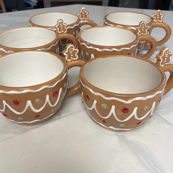 Other - Set of 6 Gingerbread Man Figural Mugs, 18 Oz.